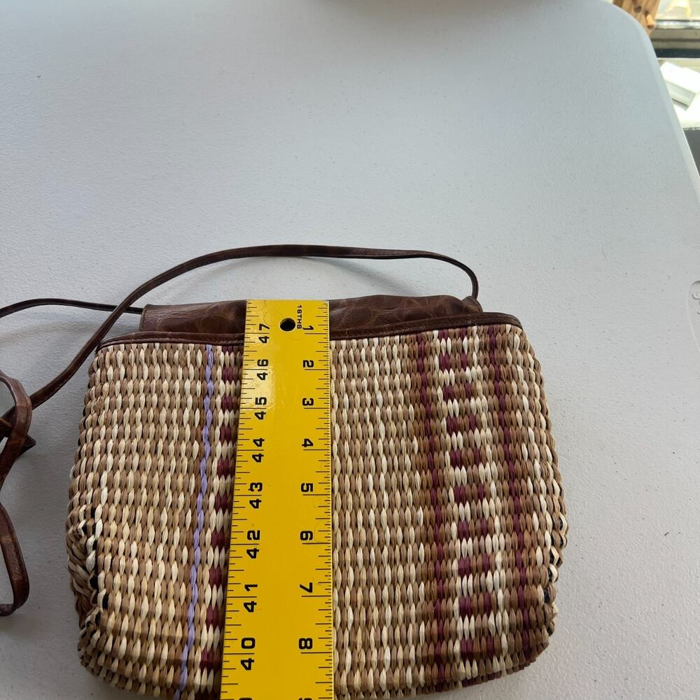 Paola Del Lungo Purse Handwoven Raffia Leather Top and Strap - Picture 3 of 12